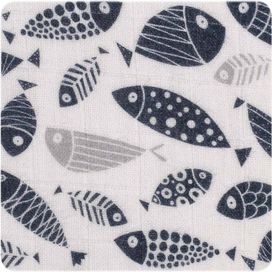 Kikko Biobavlněná plena XKKO Organic 120x120 - Silver Fish - obrázek 2