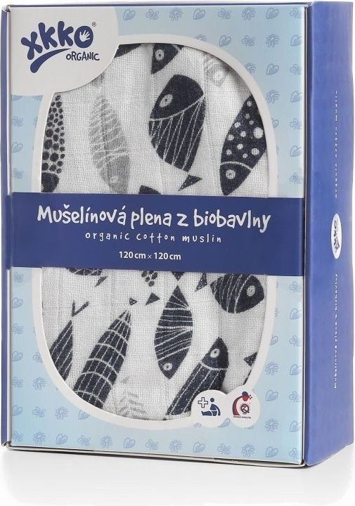 Kikko Biobavlněná plena XKKO Organic 120x120 - Rocking Horses Silver - obrázek 1