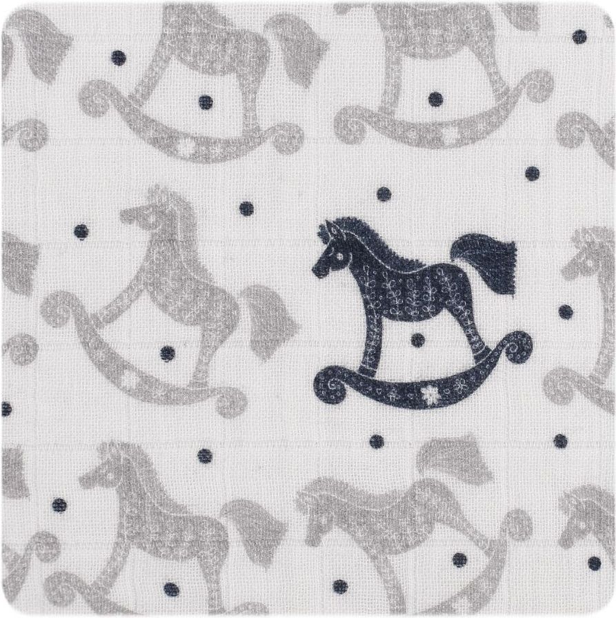 Kikko Biobavlněná plena XKKO Organic 120x120 - Rocking Horses Silver - obrázek 2