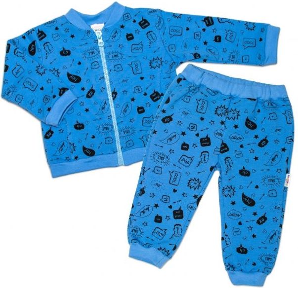 Baby Nellys Bavlněná tepláková souprava Baby Nellys ® - Cool Baby, modrá, vel. 74 - obrázek 1