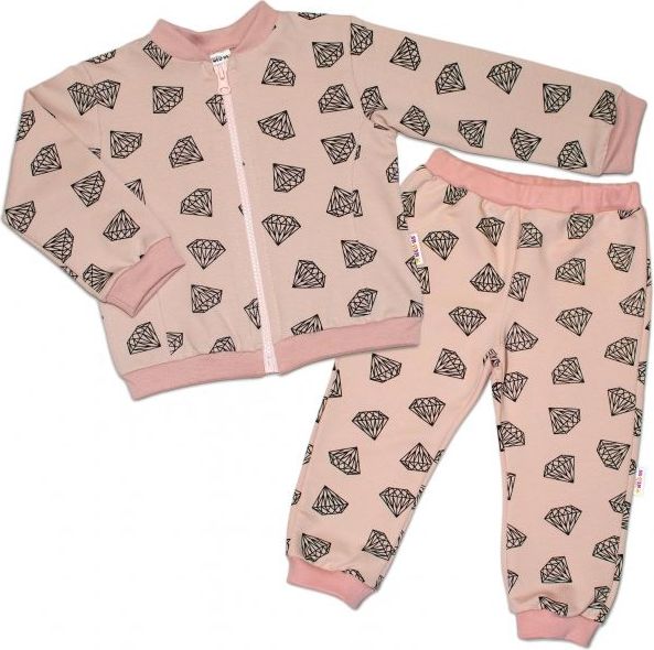 Baby Nellys Bavlněná tepláková souprava Baby Nellys ® - Diamant, pudrová, vel. 80 - obrázek 1