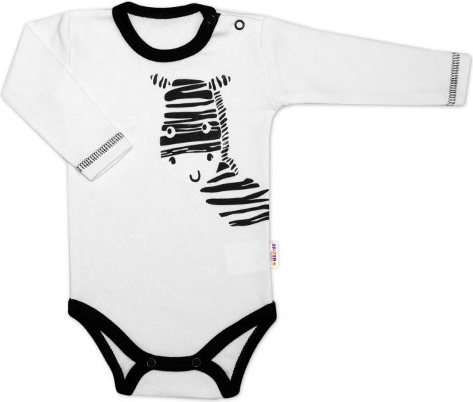 Baby Nellys Baby Nellys Body dlouhý rukáv, bílé, Zebra, vel. 86 86 (12-18m) - obrázek 1