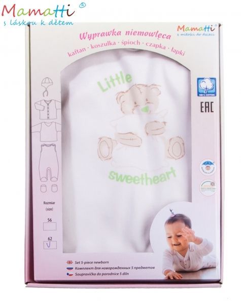 Mamatti Mamatti Soupravička do porodnice v krabičce Medvídek Sweetheart, bílá,vel. 62 - obrázek 2