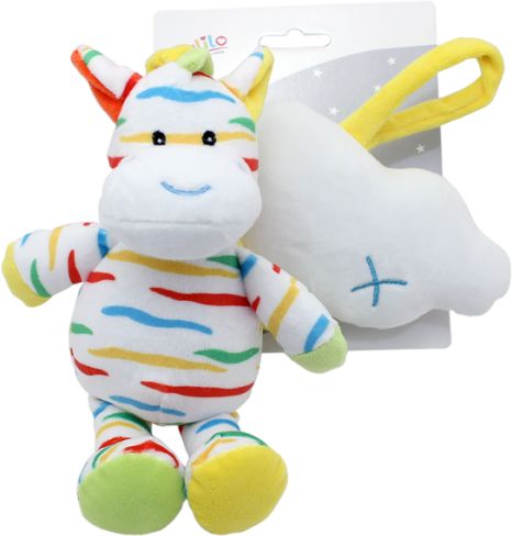Závěsná plyšová hračka Tulilo s melodií Zebra s mráčkem, 35 cm - žluto/bílá - obrázek 1