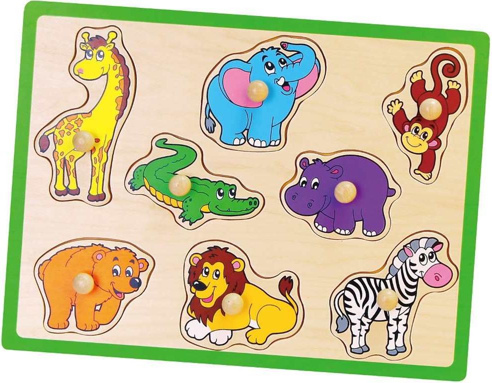 Viga | Nezařazeno | Dětské dřevěné puzzle s úchyty Viga ZOO | Multicolor |