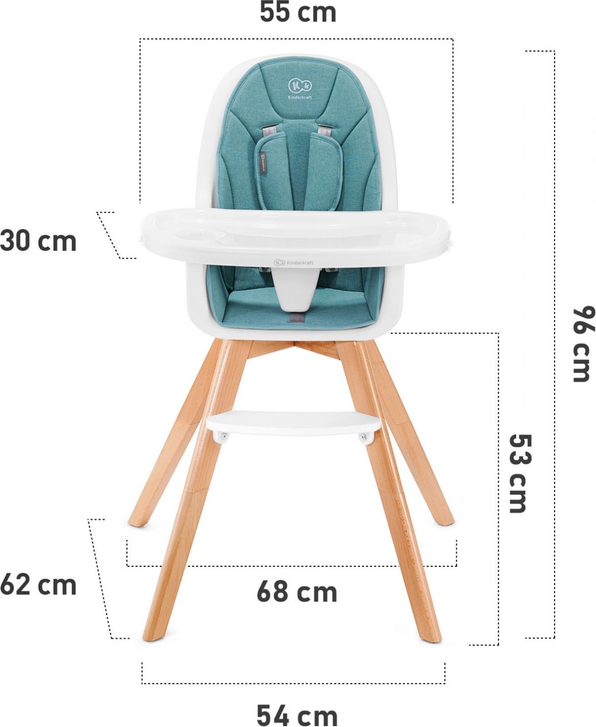 Židlička jídelní 2v1 Tixi Turquoise Kinderkraft 2020 - obrázek 3