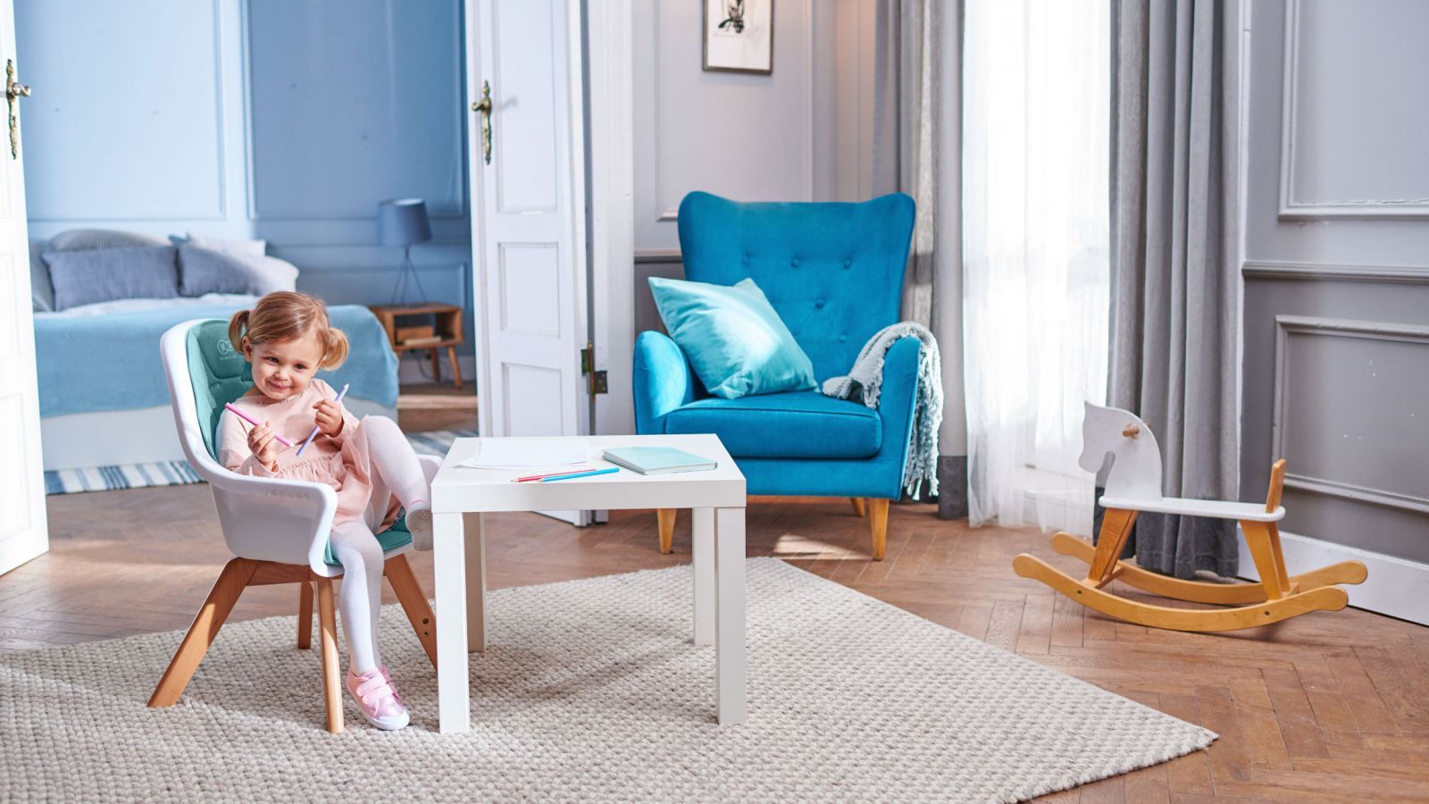 Židlička jídelní 2v1 Tixi Turquoise Kinderkraft 2020 - obrázek 18