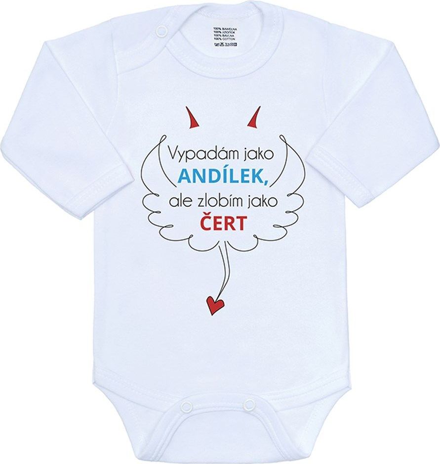 Body s potiskem New Baby Vypadám jako ANDÍLEK, ale zlobím jako ČERT - 50 - obrázek 1
