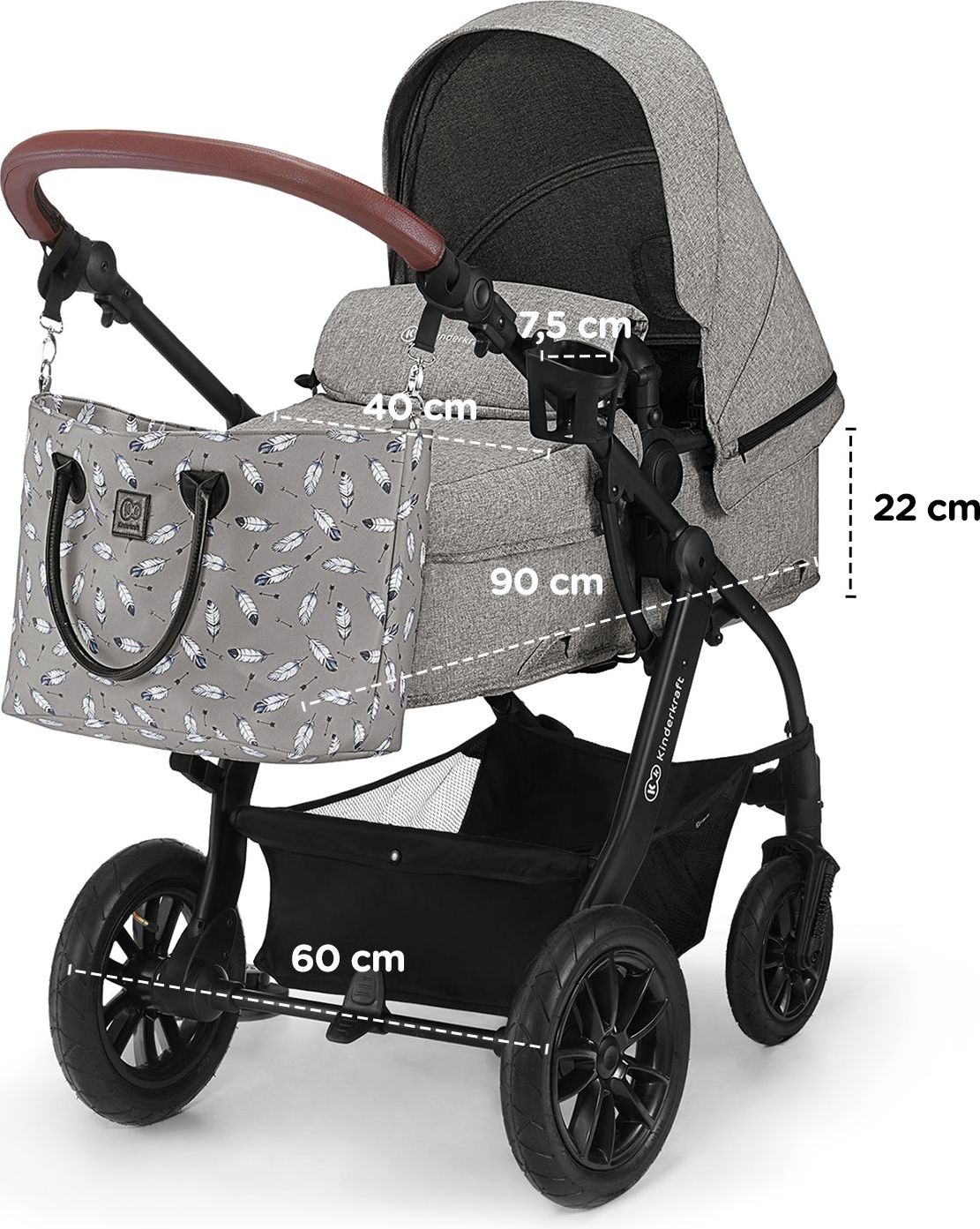 Kindekraft Kočárek kombinovaný 3v1 XMOOV Grey Kinderkraft 2020 - obrázek 3