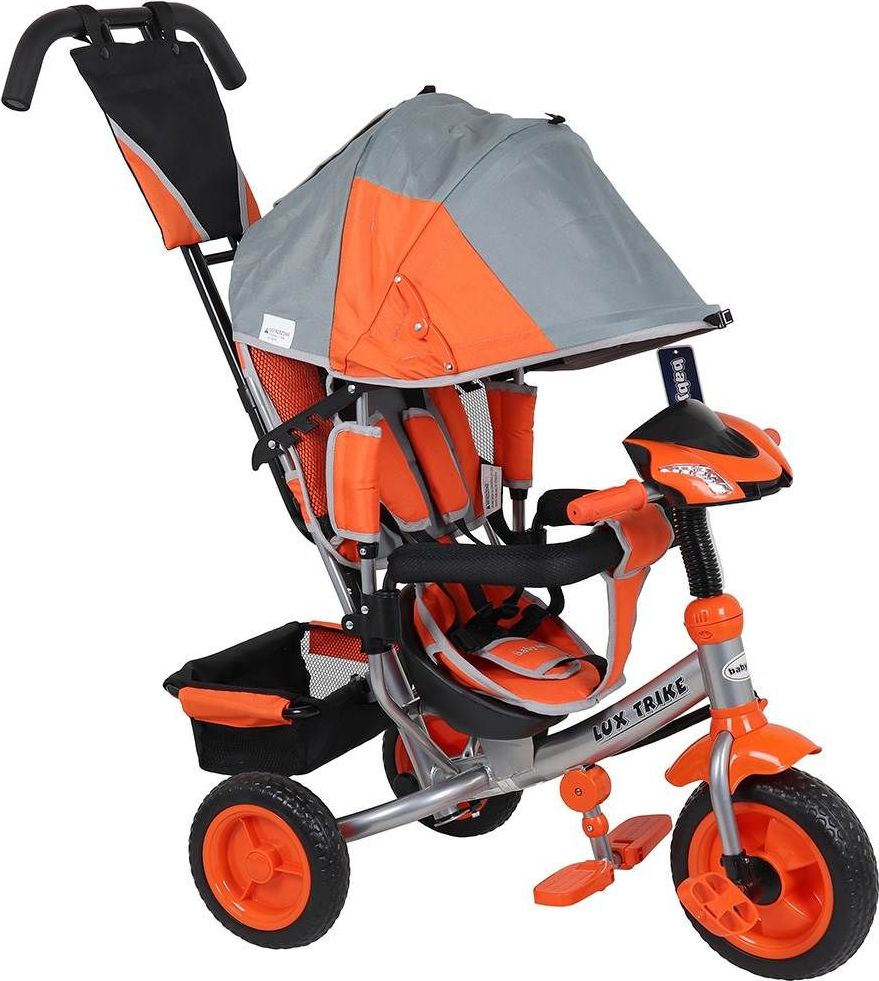 BABY MIX | Baby Mix Lux Trike | Dětská tříkolka s LED světly Baby Mix Lux Trike šedo-oranžová | Oranžová | - obrázek 1