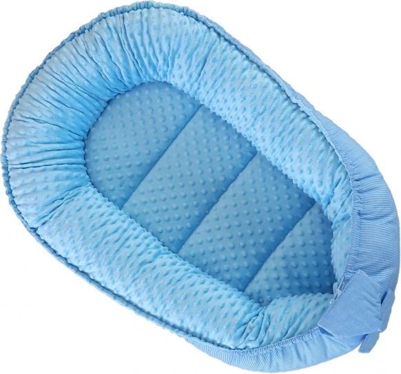 Baby Nellys Oboustranné hnízdečko, kokon Baby Nellys Teddy Minky 80x45x15cm - modré - obrázek 4
