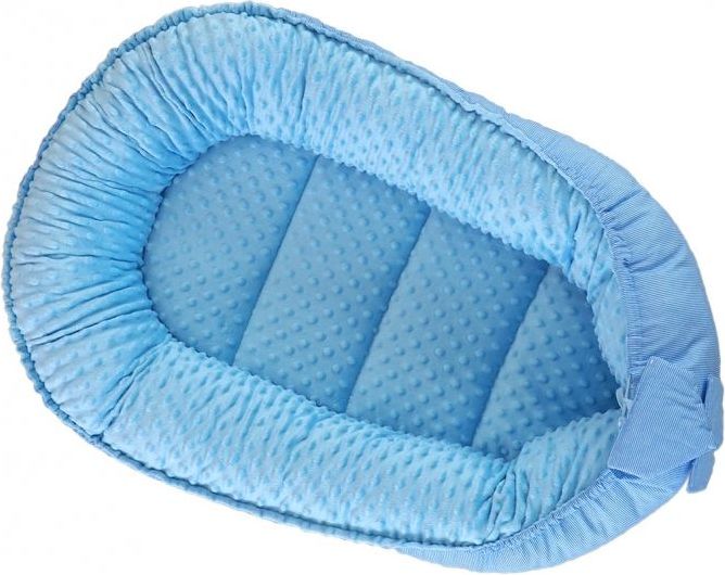 Baby Nellys Oboustranné hnízdečko, kokon Baby Nellys Teddy Minky 80x45x15cm - modré - obrázek 6