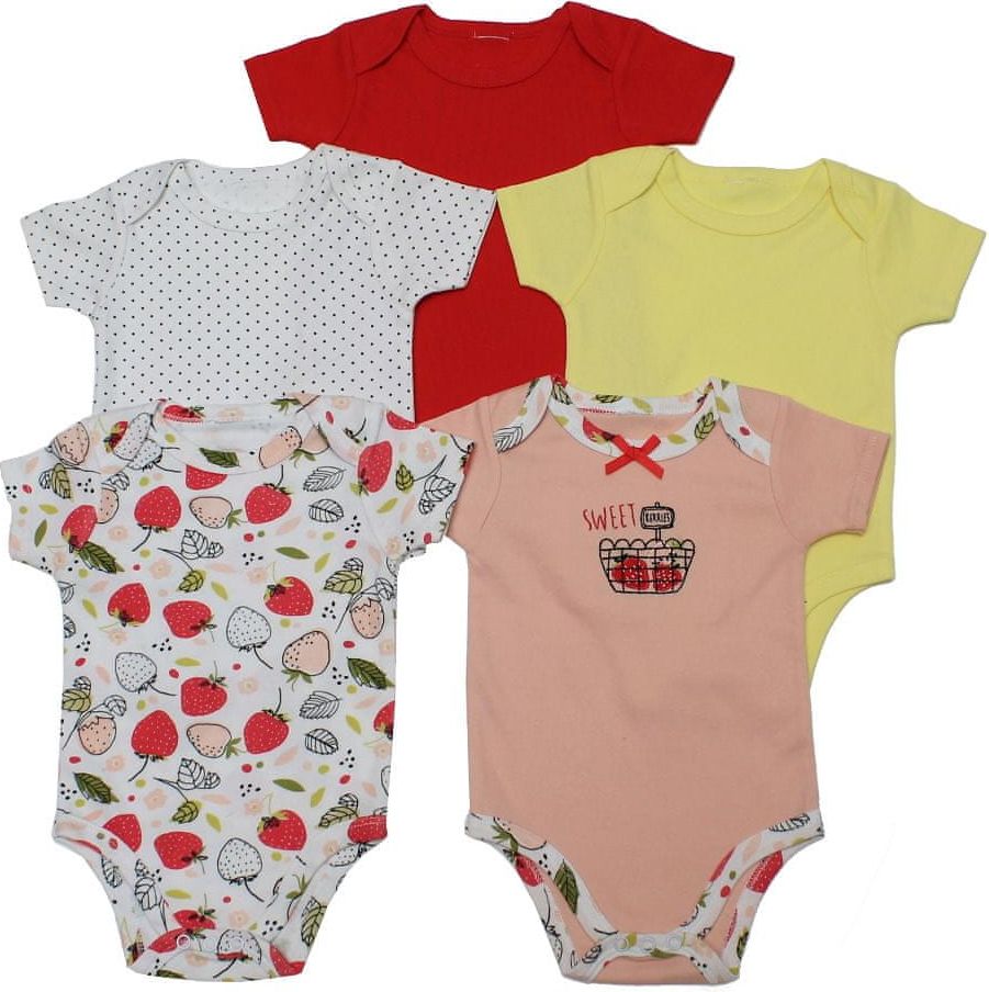 Just Too Cute 5PACK dívčí body – jahůdky 62 vícebarevná - obrázek 1