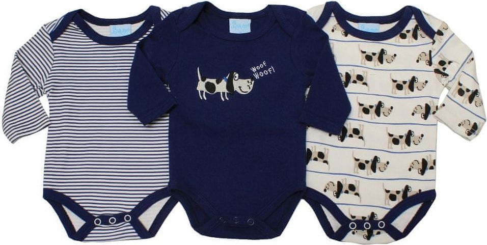 Just Too Cute chlapecké body 3PACK – pejsek 56 modrá - obrázek 1