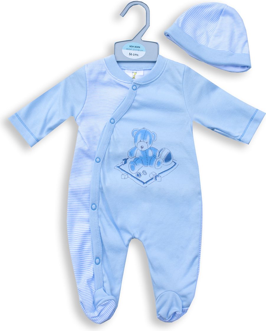 Nursery collection Kojenecký overal modrý s čepičkou Velikost: 56 - obrázek 1
