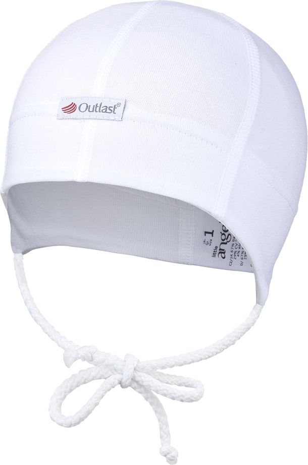 LITTLE ANGEL Čepice tenká zavazovací plochý šev Outlast® vel. 2, 39-41 cm – bílá - obrázek 1