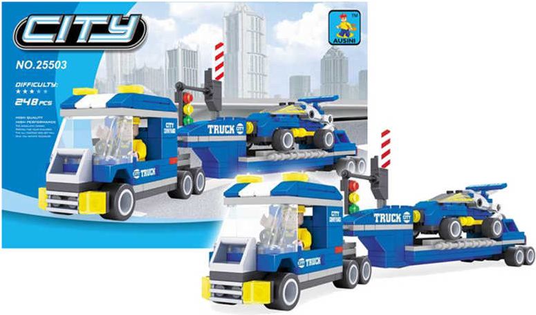 AUSINI Stavebnice kostky city truck tahač na převoz závodniček 248 dílků - obrázek 1