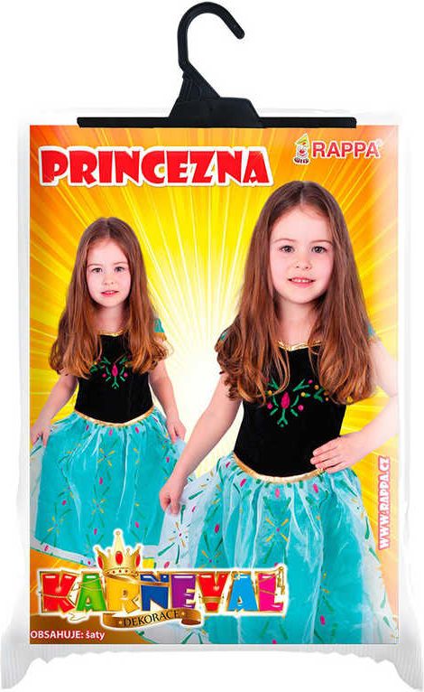 KARNEVAL Šaty princezna zimní Anna vel. M (116-128 cm) 6-8 let KOSTÝM - obrázek 2