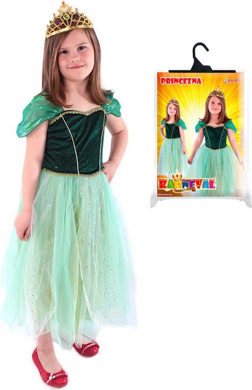 KARNEVAL Šaty zimní princezna Anička zelený vel.L (128-156cm) 8-12 let KOSTÝM - obrázek 1