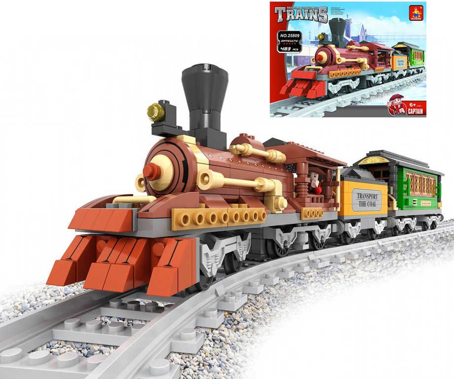 AUSINI Stavebnice TRAINS historický vlak set 483 dílků s figurkou a kolejemi vol - obrázek 1