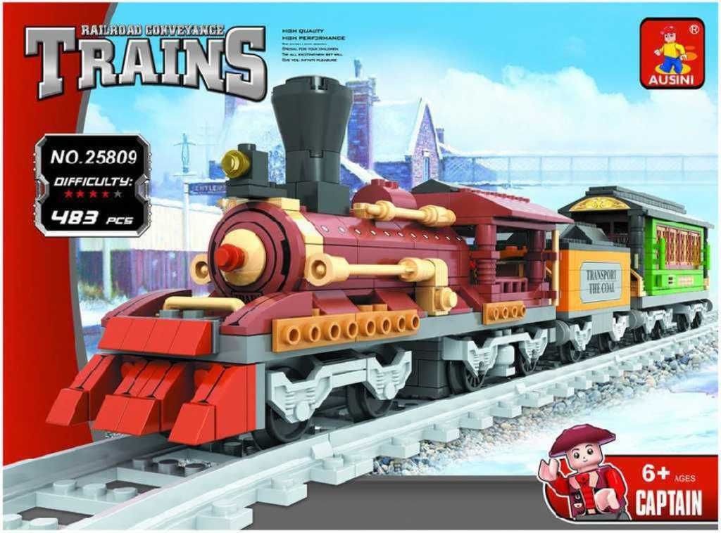AUSINI Stavebnice TRAINS historický vlak set 483 dílků s figurkou a kolejemi vol - obrázek 2