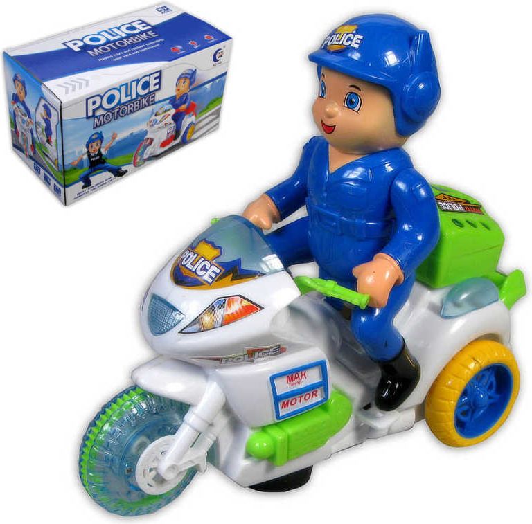 Motorka plastová policejní s figurkou strážníka na baterie světlo zvuk 2 barvy - obrázek 1