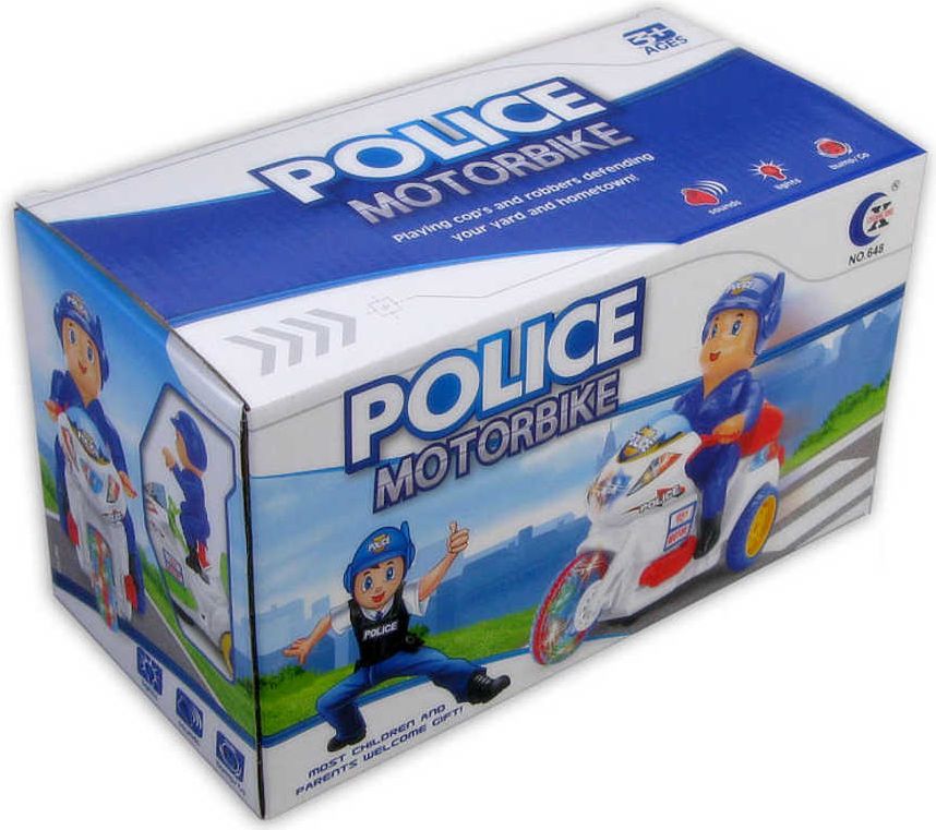 Motorka plastová policejní s figurkou strážníka na baterie světlo zvuk 2 barvy - obrázek 2