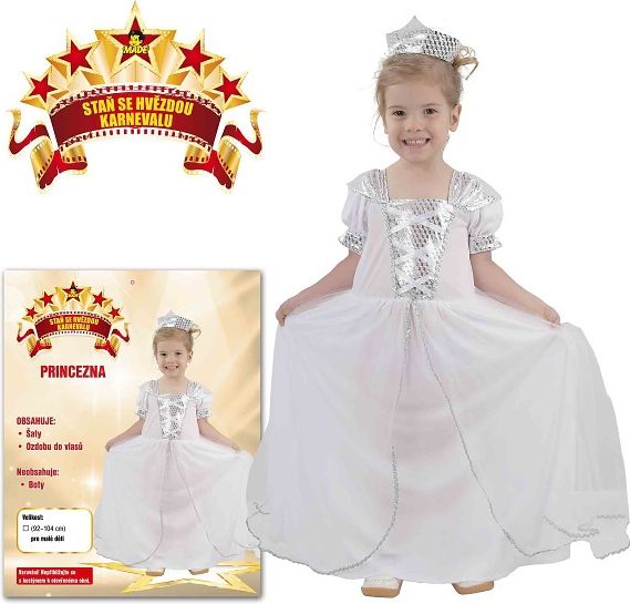 KARNEVAL Šaty PRINCEZNA SNĚHOVÁ vel.XS (92-104 cm) KOSTÝM - obrázek 1