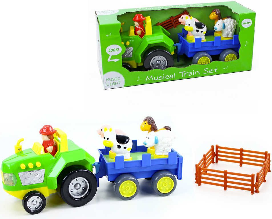 Set hudební traktor + vlečka se zvířátky na baterie Světlo Zvuk plast - obrázek 1