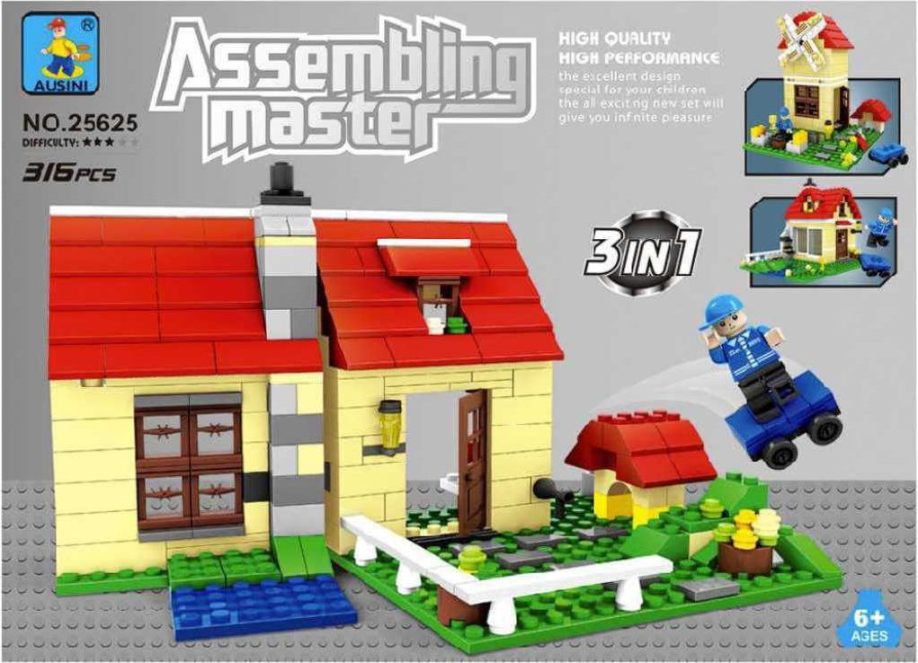 AUSINI Stavebnice ASSEMBLING 3v1 Domy sada 316 dílků plast - obrázek 2