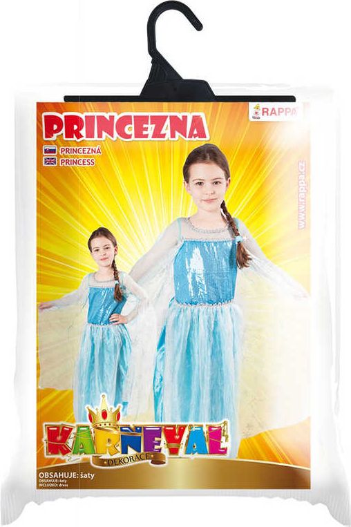 KARNEVAL Šaty Princezna zimní královna vel.M (120-130cm) 6-8 let KOSTÝM - obrázek 2