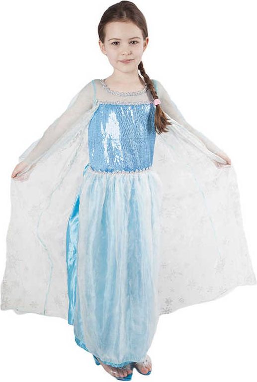 KARNEVAL Šaty Princezna zimní královna vel.M (120-130cm) 6-8 let KOSTÝM - obrázek 3