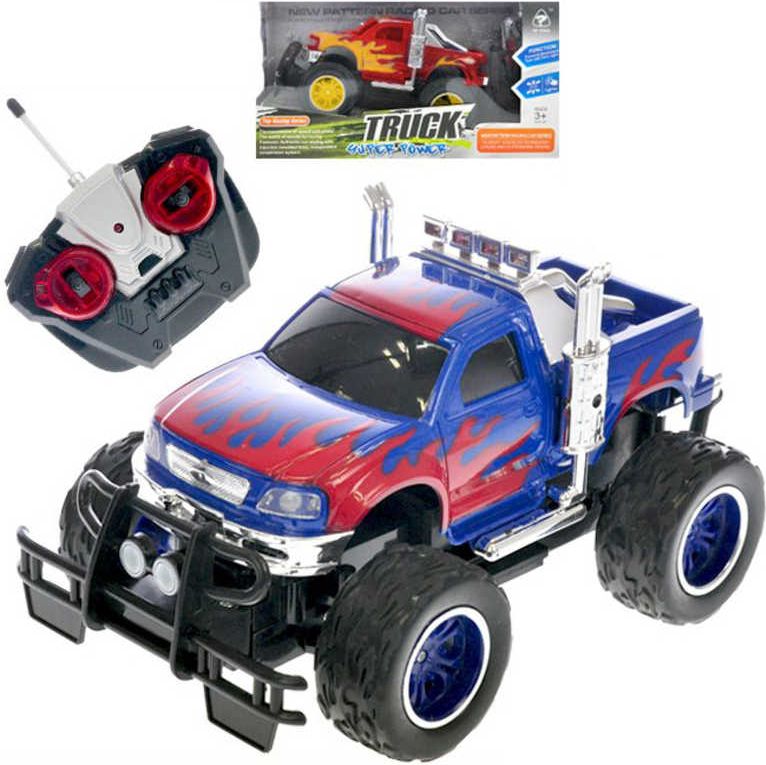 Mikro hračky R/C auto terénní 26 cm 27 MHz plná funkce na baterie se světlem modré - obrázek 1