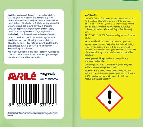 Avrilé EXPERT Universal prací prášek, 70 praní 5,25 kg - obrázek 2