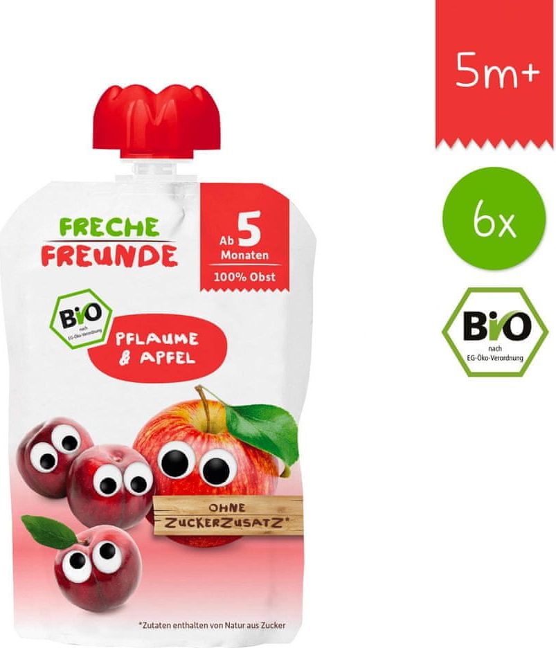 Freche Freunde BIO Ovocná kapsička Švestka a jablko 6x100g - obrázek 1
