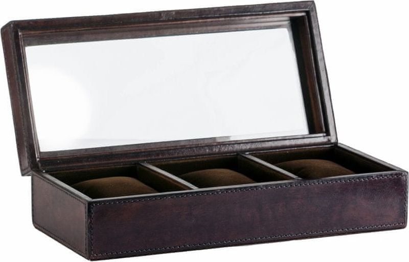 Balmuir Prosklená kožená krabice na troje hodinky EDWARD, dark brown - obrázek 1