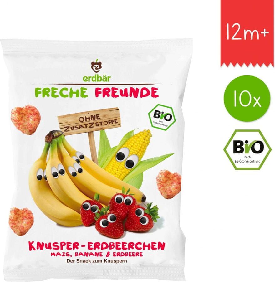 Freche Freunde BIO Křupky Kukuřice, banán a jahoda 10x25g - obrázek 1