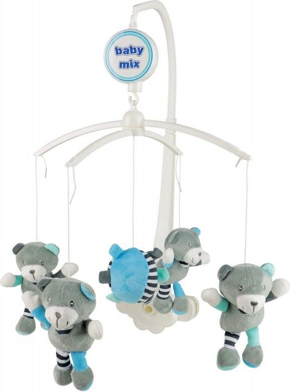 Plyšový hudební kolotoč BabyMix Grey Bears - obrázek 1