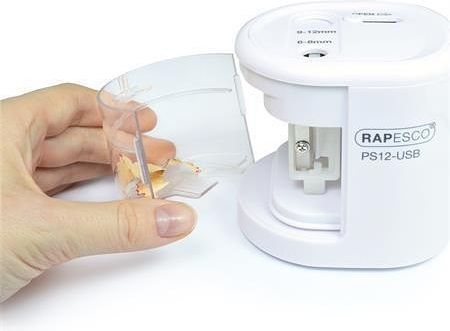 Stolní ořezávátko "PS12-USB", černá, 2 otvory, baterie/ USB, RAPESCO - obrázek 3
