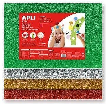 Apli Pěnovka 600x400x2 mm se třpytkami červená/3 listy - obrázek 2