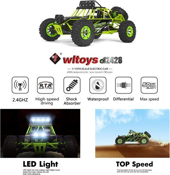 WL TOYS VODĚODOLNÁ Buggy 12428 1:12 RTR zelená - obrázek 11