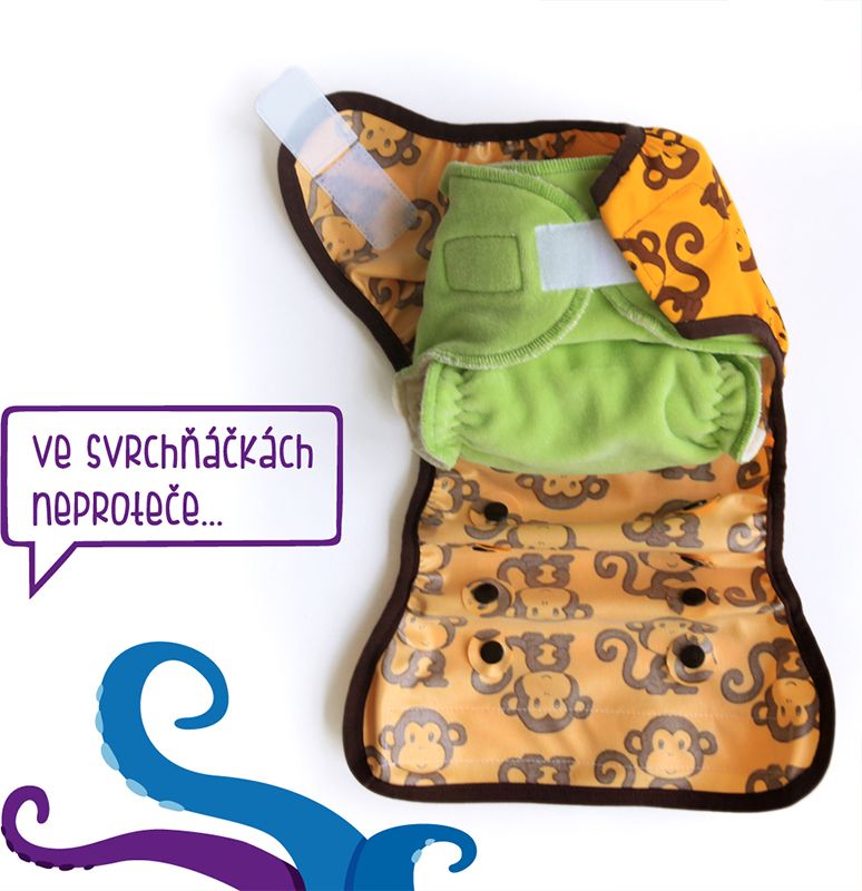 unuo Kalhotková plena, Opičáci na hnědé, s béžovou Velikost kalhotkové pleny (Size): Batolecí/noční (Super size) - obrázek 5