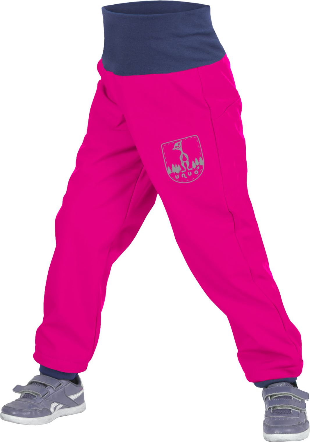 unuo Batolecí softshellové kalhoty s fleecem Fuchsiové + reflexní obrázek Evžen (Softshell toddler trousers with fleece, fuchsia) Velikost (Size): 98/104 SLIM - obrázek 1