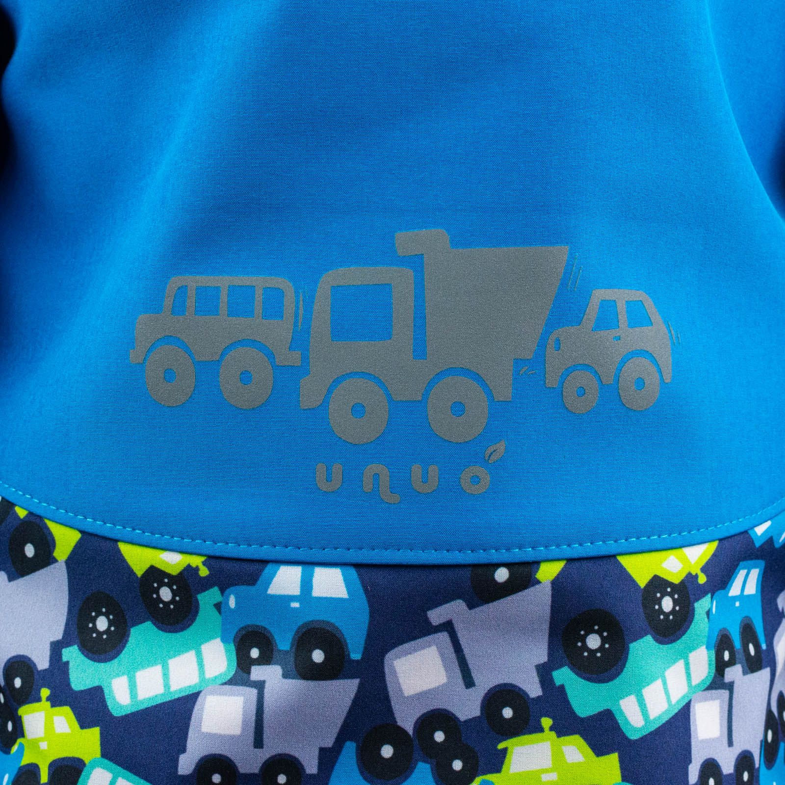 unuo Softshellová bunda s fleecem Autíčka tyrkysová (fleece softshell jacket cars turquoise) Velikost (Size): 98/104 - obrázek 2