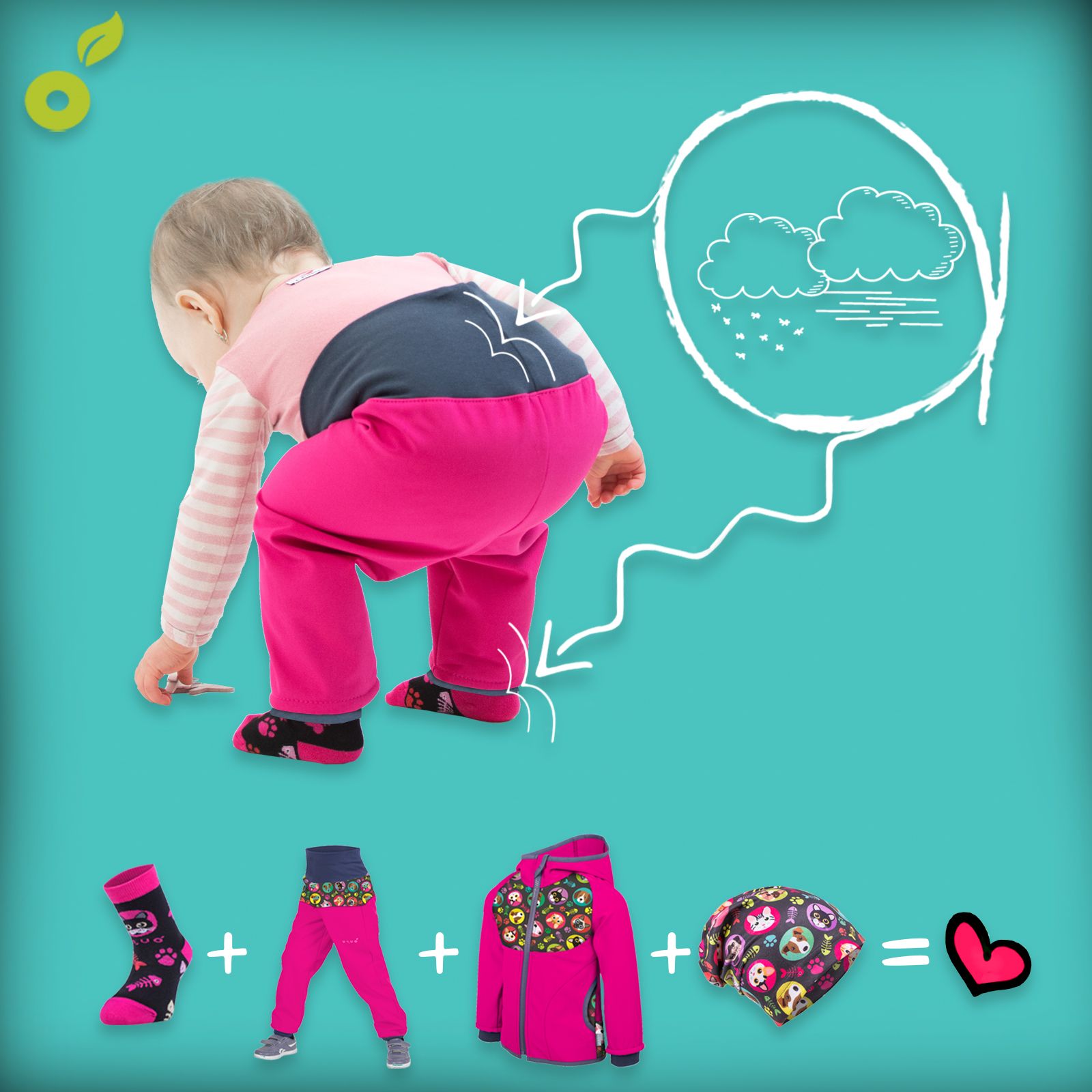 unuo Batolecí softshellové kalhoty bez zateplení Fuchsiové + reflexní obrázek Evžen (Softshell toddler trousers, no insulation, fuchsia) Velikost (Size): 98/104 SLIM - obrázek 6