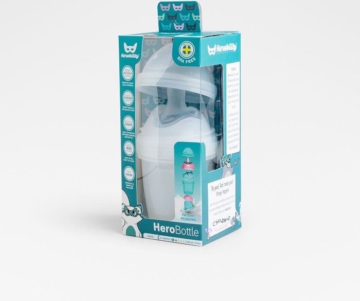 Herobility HeroBottle Antikoliková kojenecká láhev 140ml, šedá - obrázek 4
