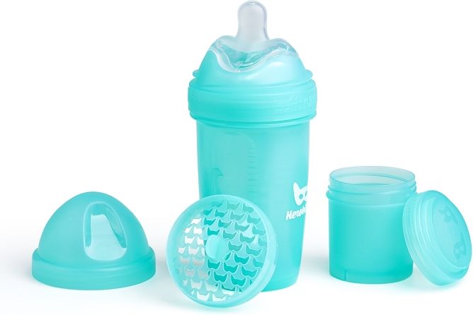 Herobility HeroBottle Antikoliková kojenecká láhev 240 ml, modrá - obrázek 1