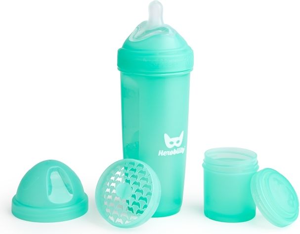 Herobility HeroBottleAntikoliková kojenecká láhev 340 ml, tyrkysová - obrázek 1