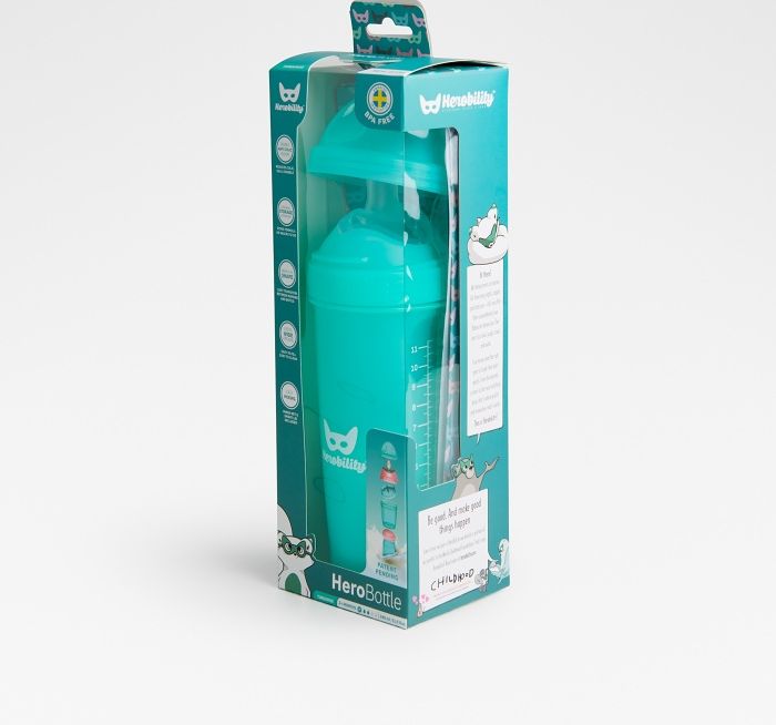 Herobility HeroBottleAntikoliková kojenecká láhev 340 ml, tyrkysová - obrázek 3