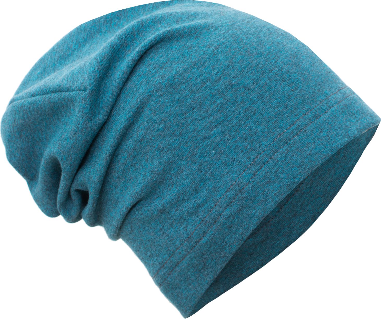 unuo teplákovinová čepice spadená, Aqua melír (warmer cotton cap, aqua melange) Velikost (Size): XS (42 - 44 cm) - obrázek 1